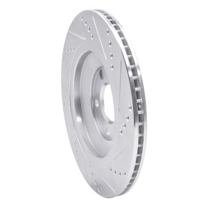 Audi A8 Brake Rotor (1) - Rear Left - R1 Concepts - Drilled & Slotted - Silver - `04-`18